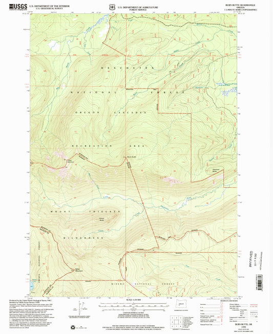Classic USGS Burn Butte Oregon 7.5'x7.5' Topo Map Image