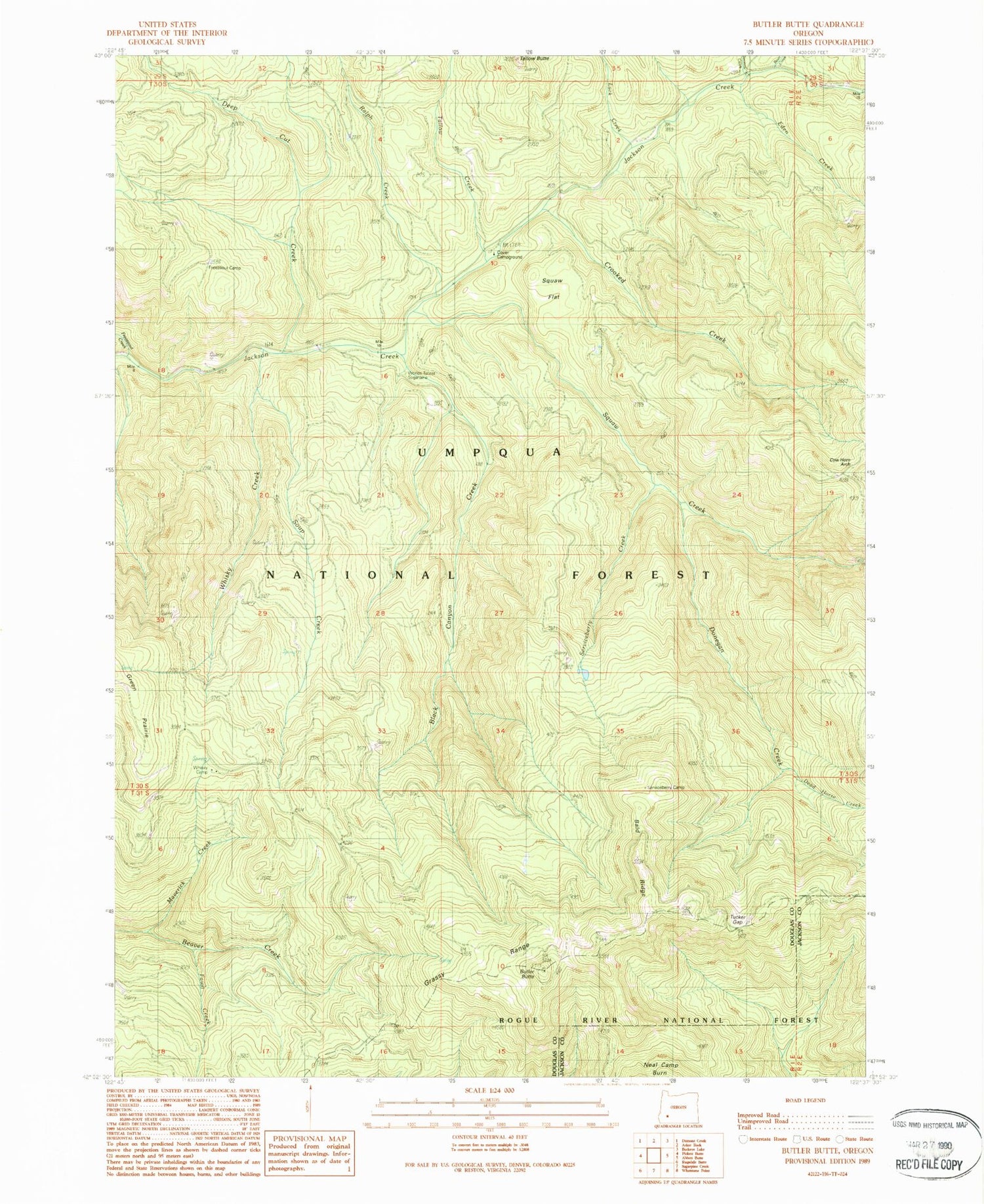Classic USGS Butler Butte Oregon 7.5'x7.5' Topo Map Image