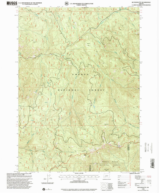 Classic USGS Butler Butte Oregon 7.5'x7.5' Topo Map Image