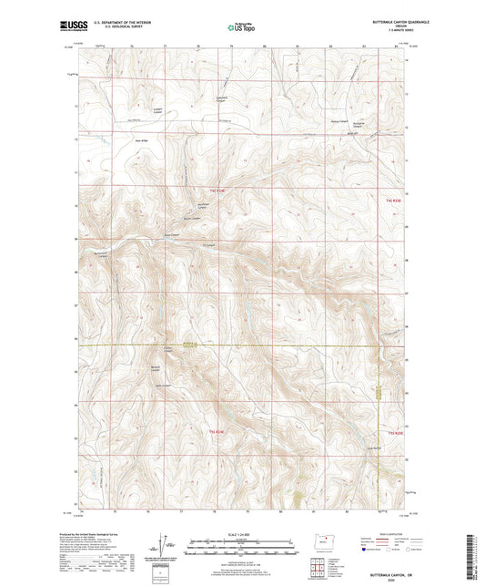 Buttermilk Canyon Oregon US Topo Map Image