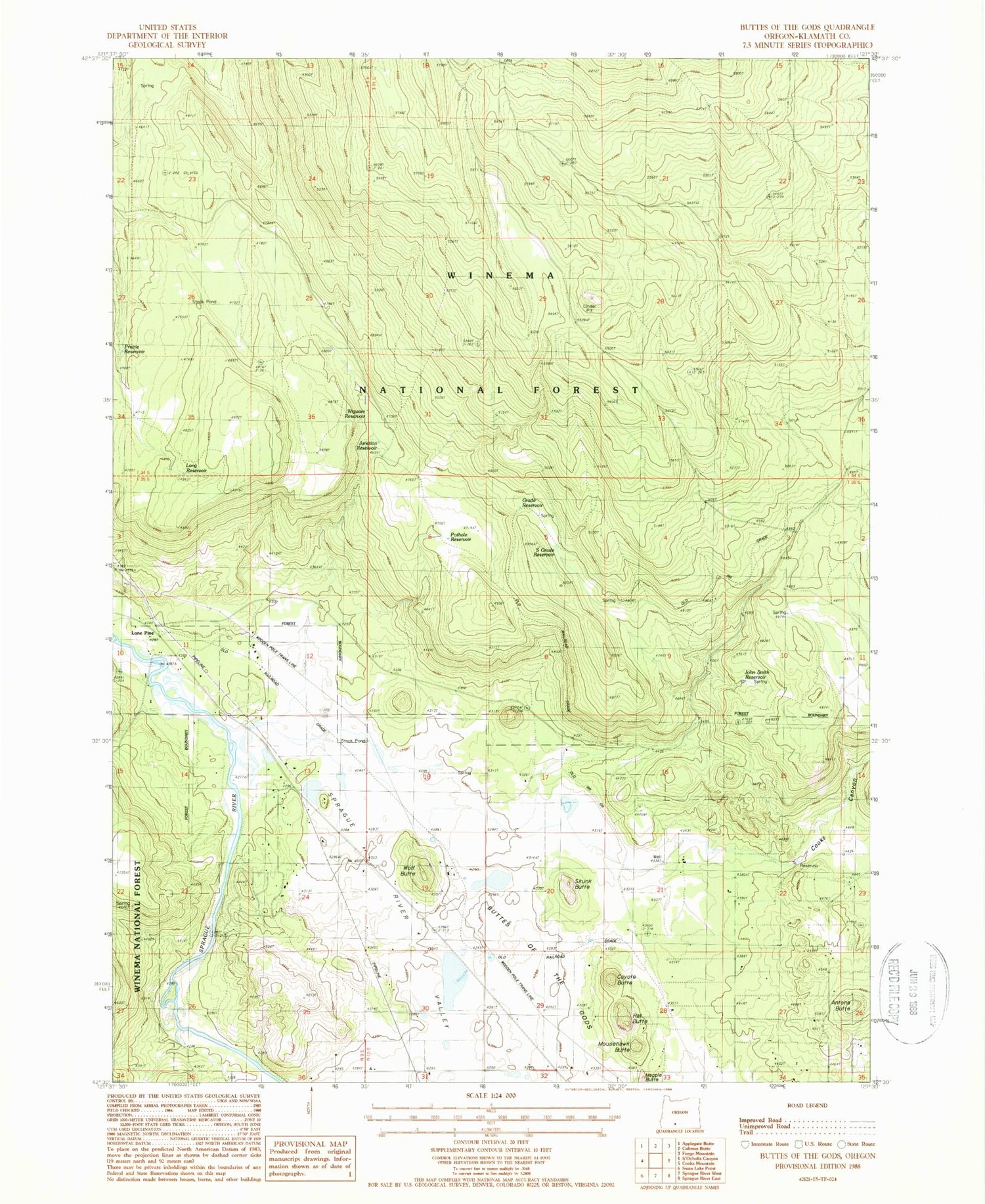 Classic USGS Buttes of the Gods Oregon 7.5'x7.5' Topo Map Image