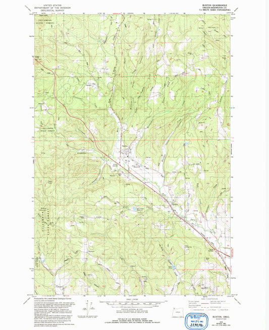 Classic USGS Buxton Oregon 7.5'x7.5' Topo Map Image