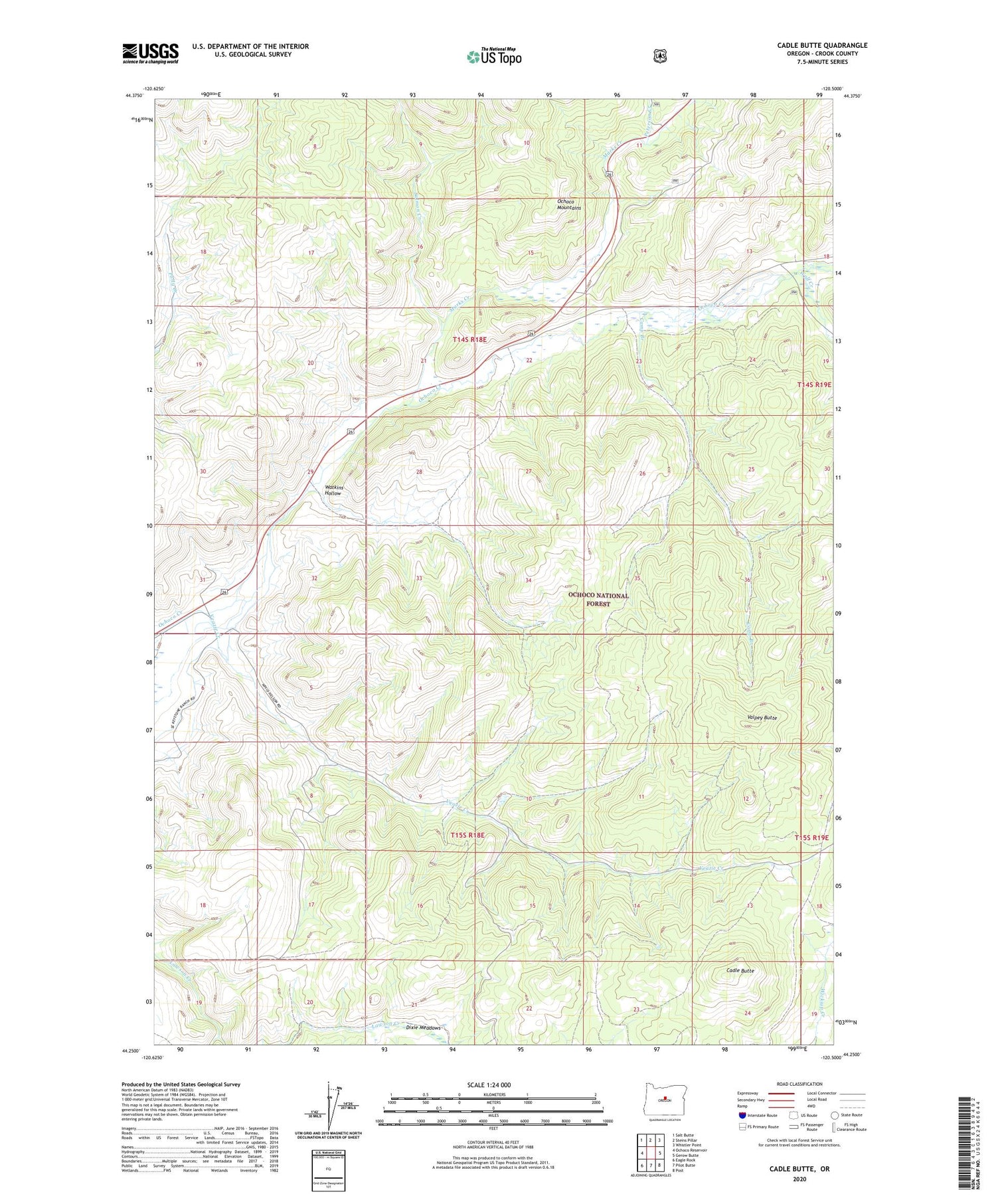 Cadle Butte Oregon US Topo Map Image