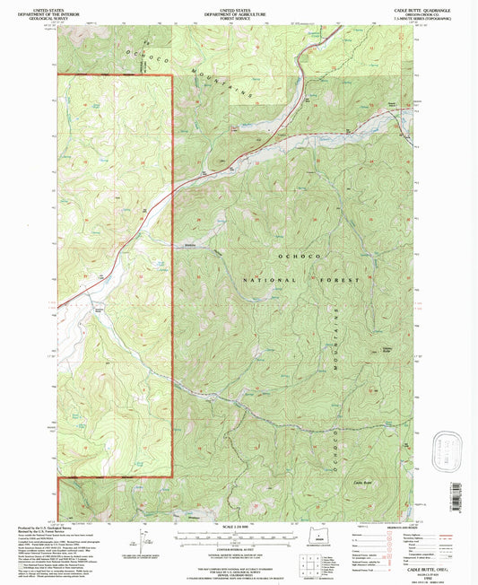 Classic USGS Cadle Butte Oregon 7.5'x7.5' Topo Map Image