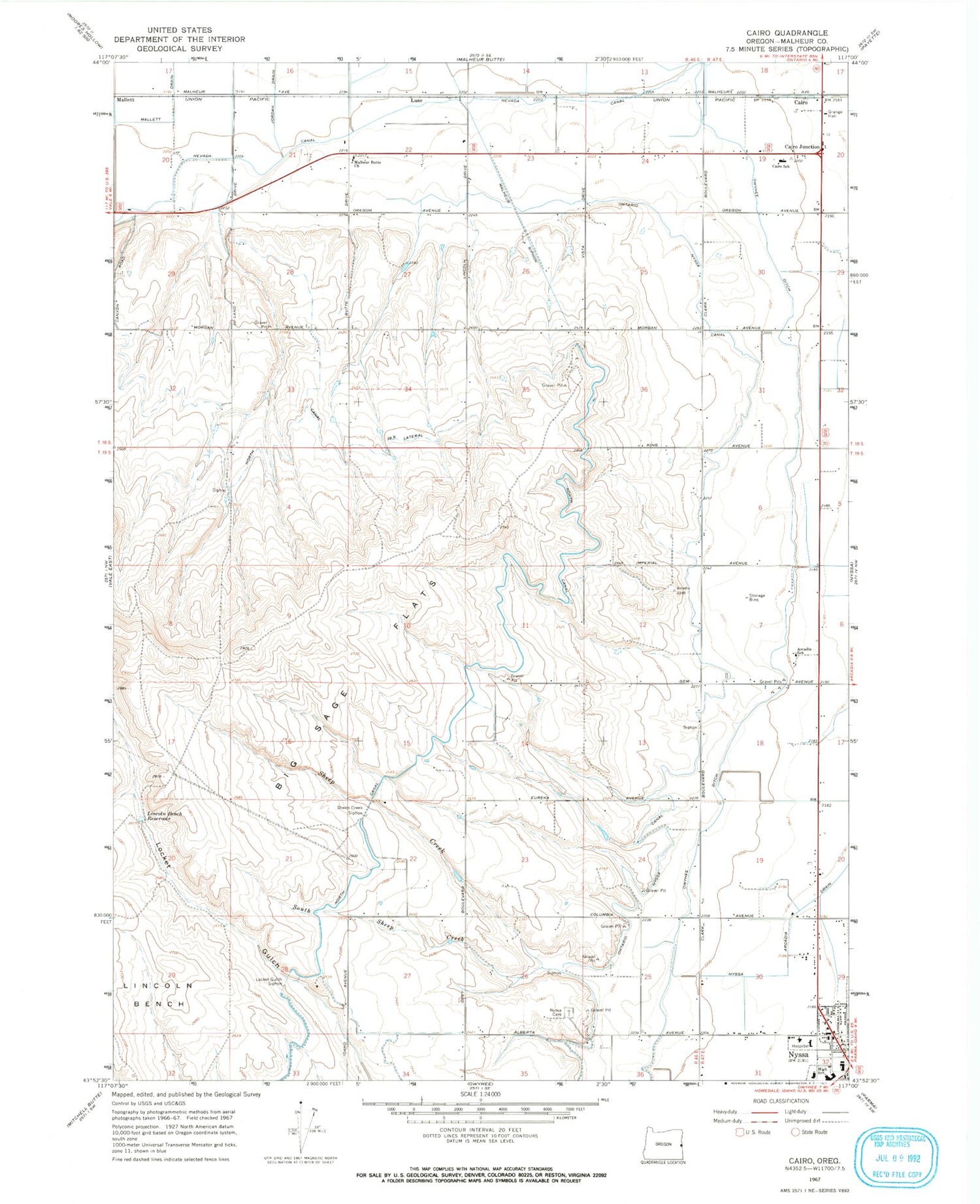 Classic USGS Cairo Oregon 7.5'x7.5' Topo Map Image