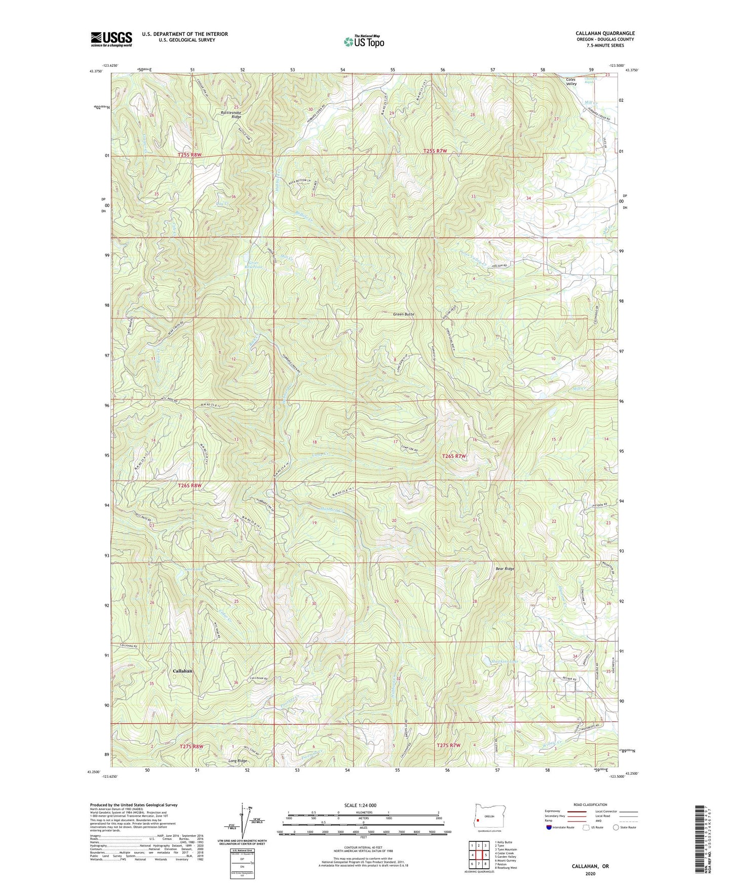 Callahan Oregon US Topo Map Image