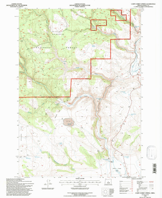 Classic USGS Camp Currey Spring Oregon 7.5'x7.5' Topo Map Image