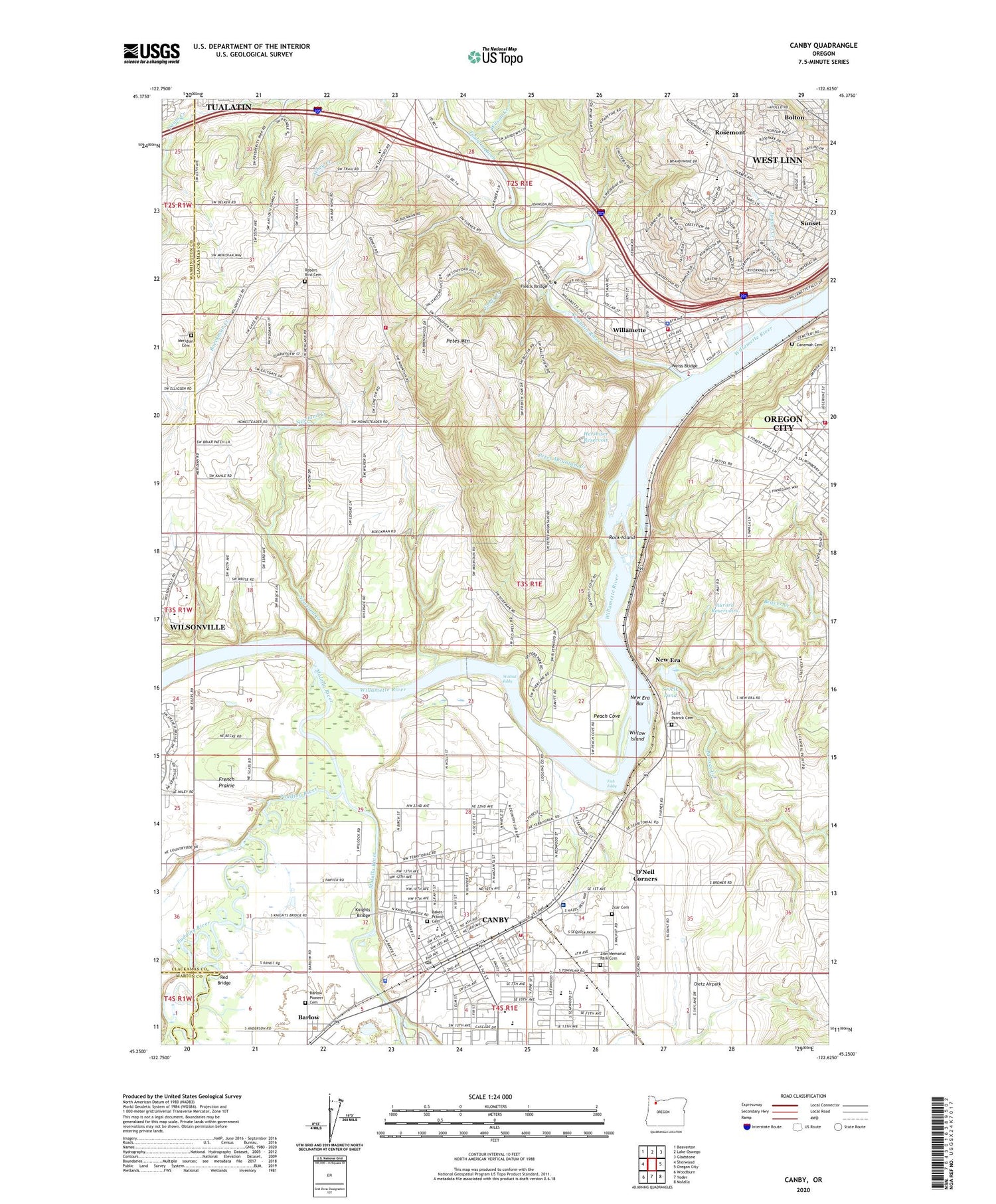 Canby Oregon US Topo Map Image