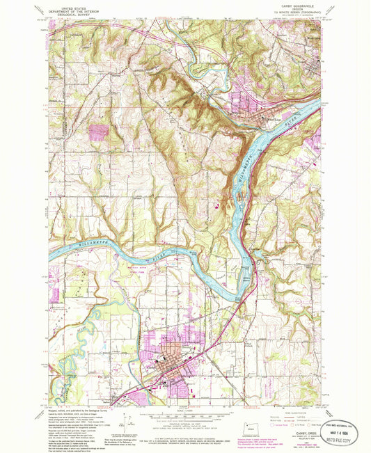 Classic USGS Canby Oregon 7.5'x7.5' Topo Map Image