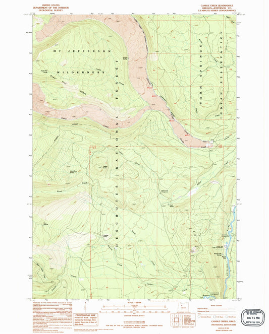 Classic USGS Candle Creek Oregon 7.5'x7.5' Topo Map Image