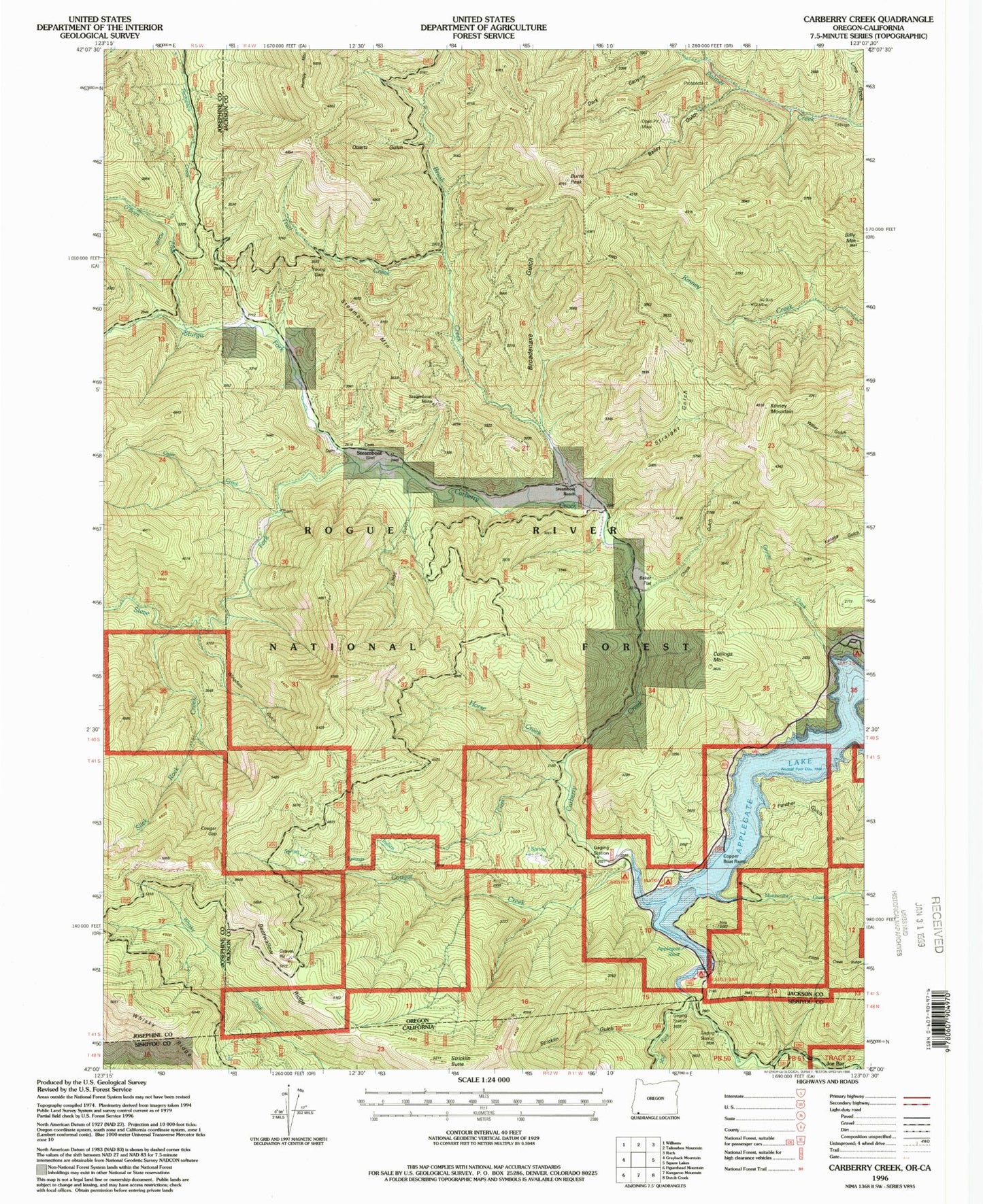 Classic USGS Carberry Creek Oregon 7.5'x7.5' Topo Map Image