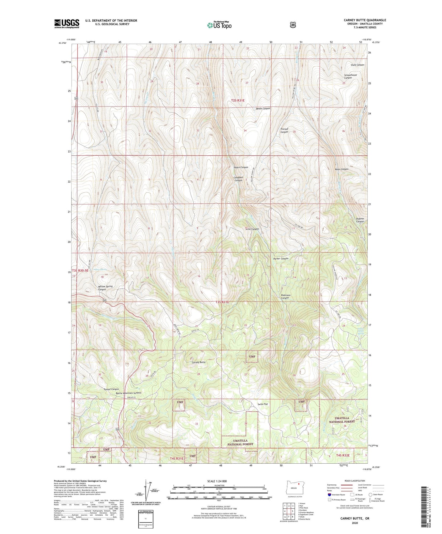 Carney Butte Oregon US Topo Map Image