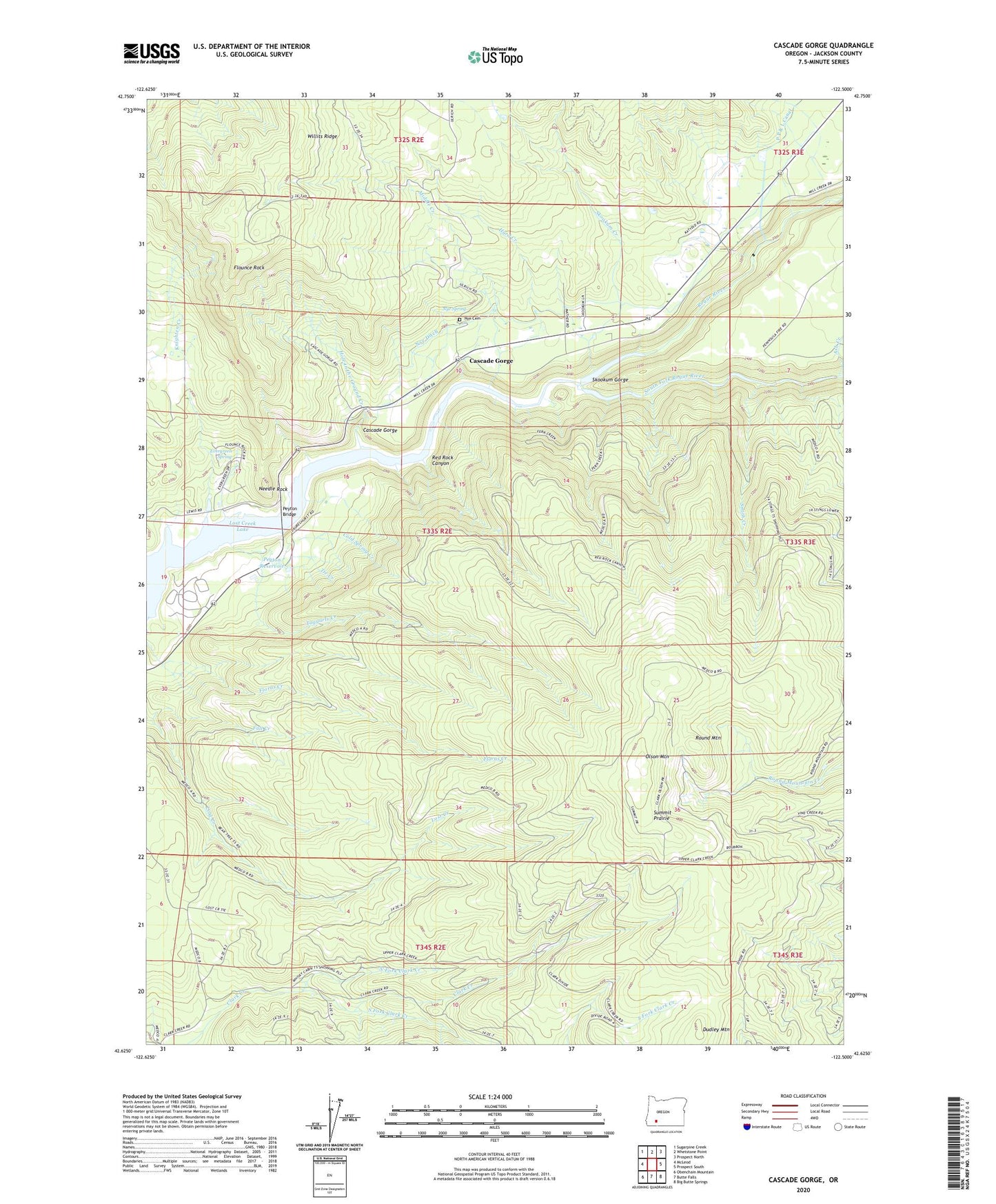 Cascade Gorge Oregon US Topo Map Image