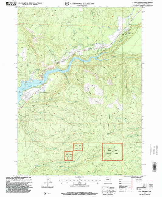 Classic USGS Cascade Gorge Oregon 7.5'x7.5' Topo Map Image
