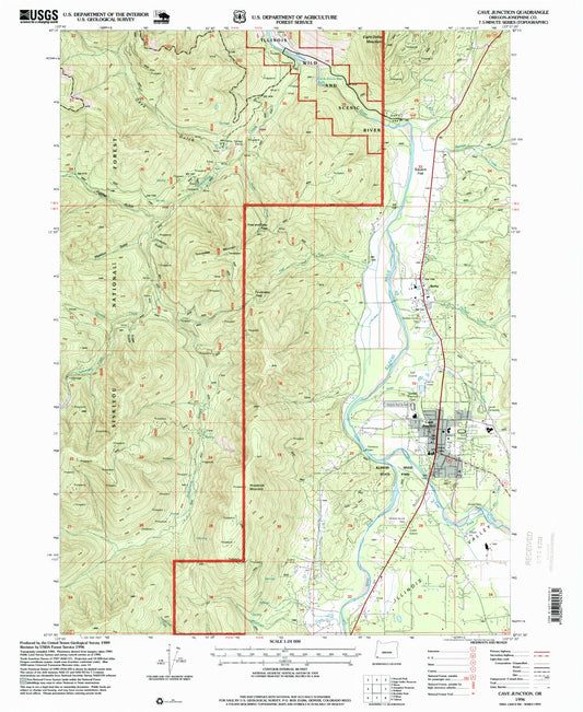 Classic USGS Cave Junction Oregon 7.5'x7.5' Topo Map Image
