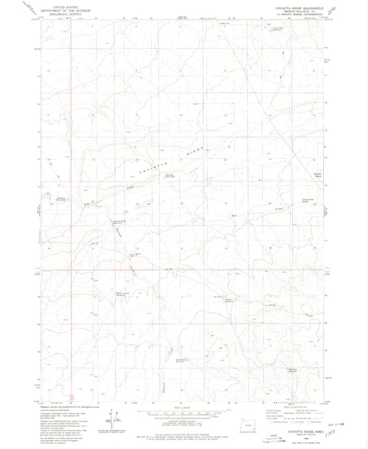 Classic USGS Caviatta Ridge Oregon 7.5'x7.5' Topo Map Image