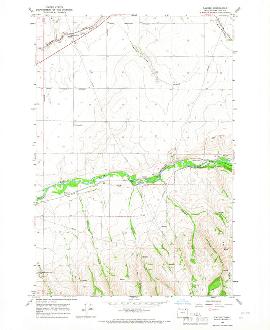 Classic USGS Cayuse Oregon 7.5'x7.5' Topo Map Image