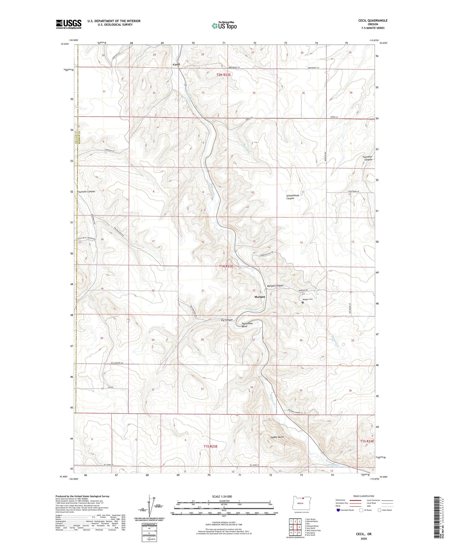 Cecil Oregon US Topo Map Image