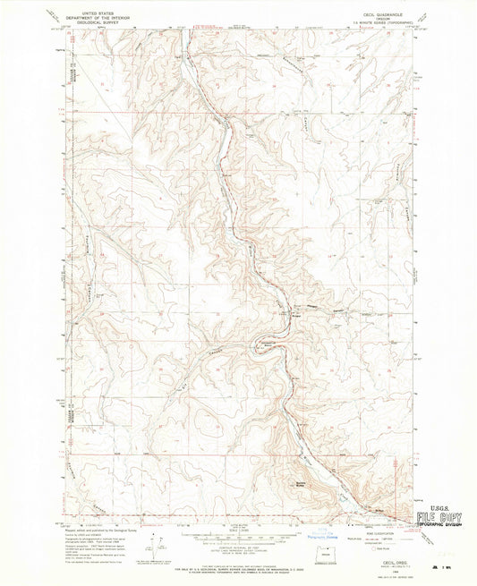 Classic USGS Cecil Oregon 7.5'x7.5' Topo Map Image