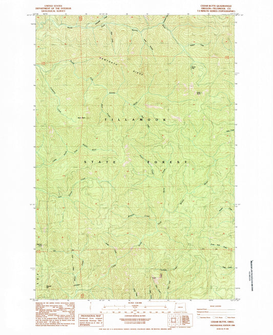Classic USGS Cedar Butte Oregon 7.5'x7.5' Topo Map Image
