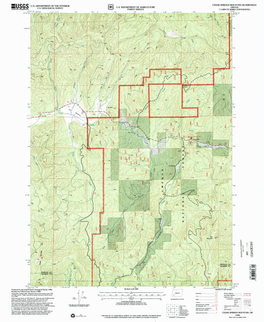 Classic USGS Cedar Springs Mountain Oregon 7.5'x7.5' Topo Map Image