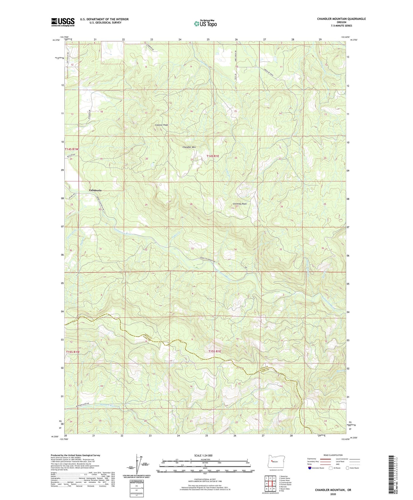 Chandler Mountain Oregon US Topo Map Image