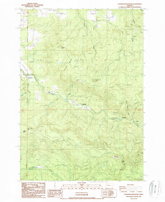 Classic USGS Chandler Mountain Oregon 7.5'x7.5' Topo Map Image