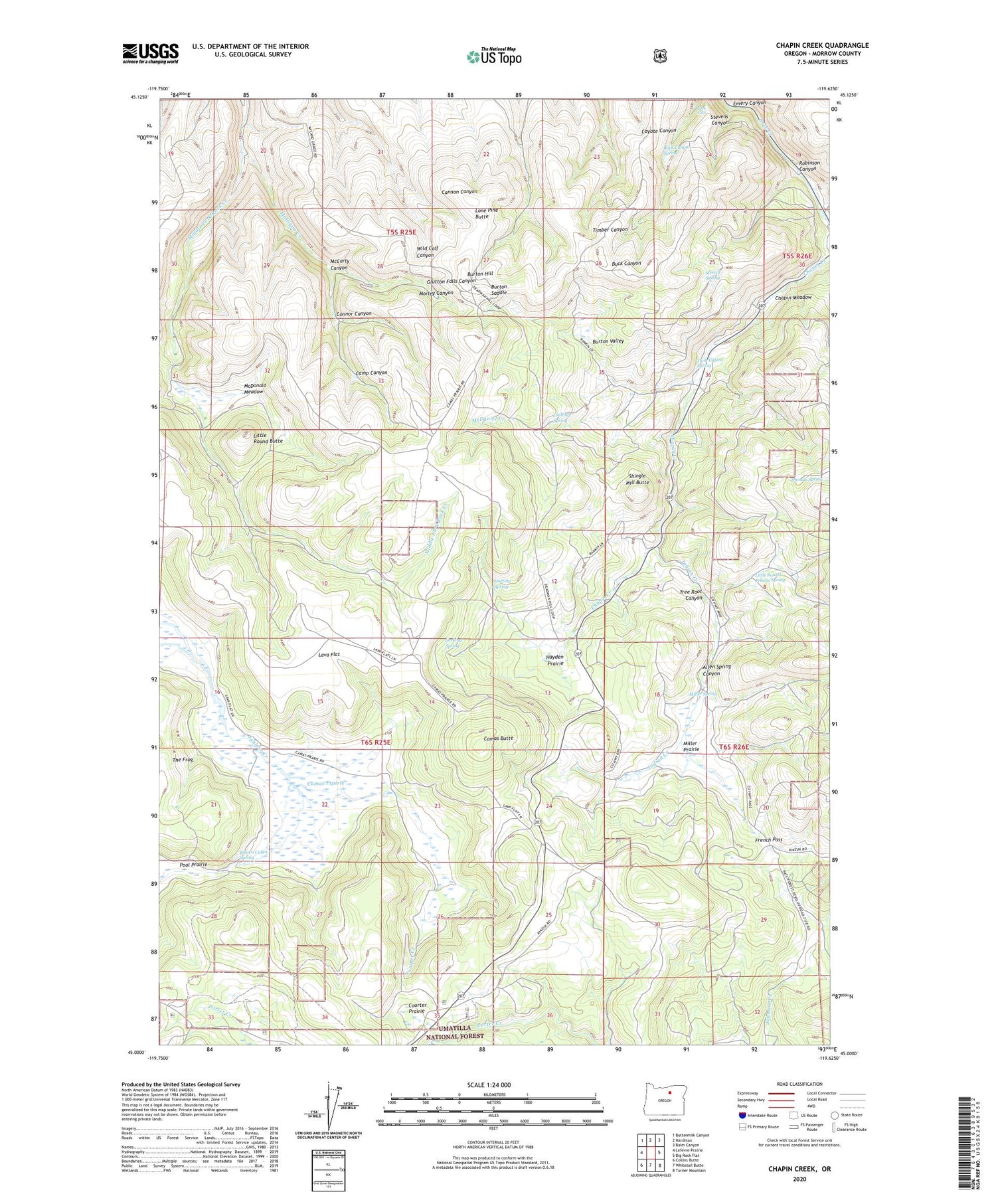 Chapin Creek Oregon US Topo Map Image