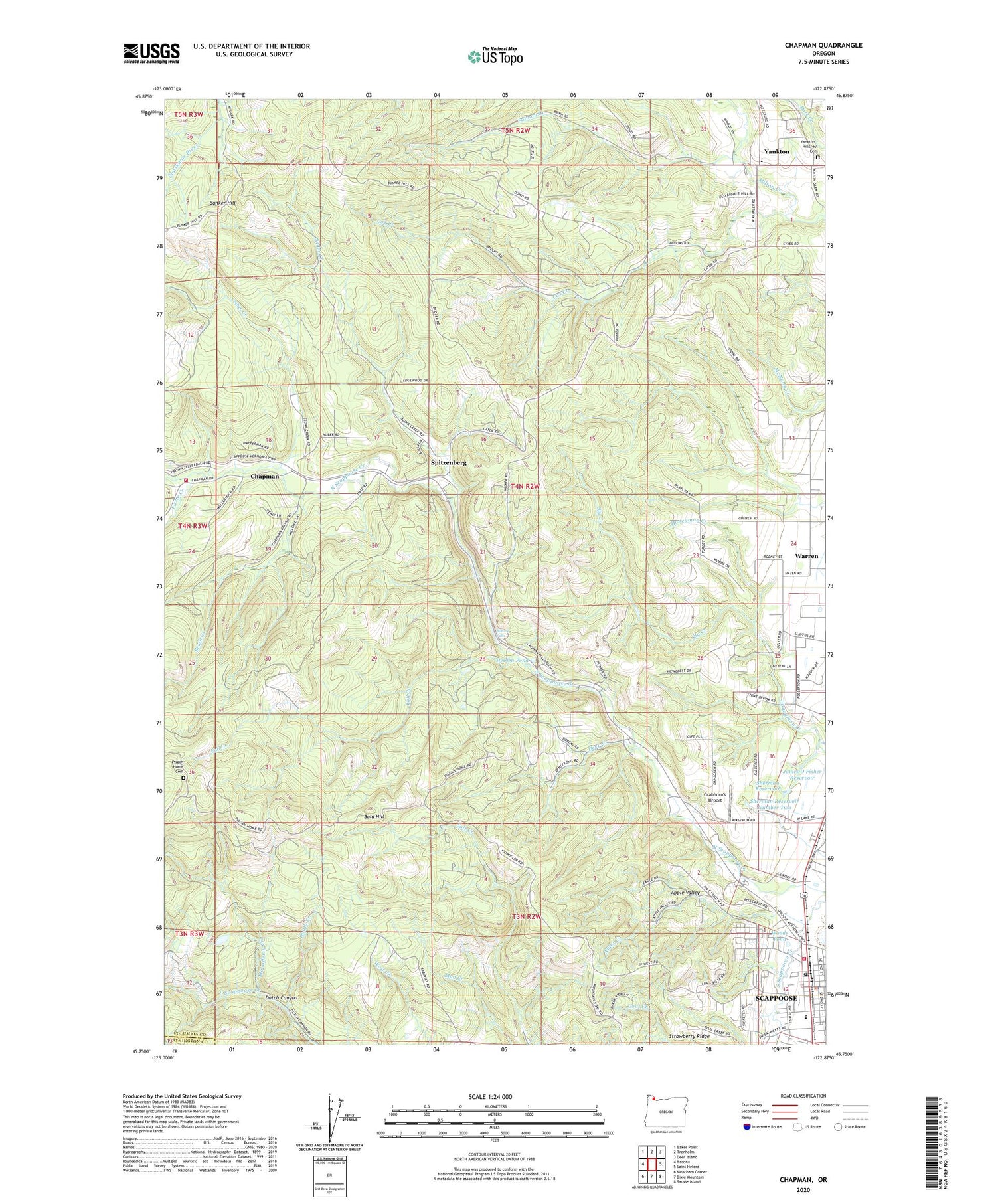 Chapman Oregon US Topo Map Image