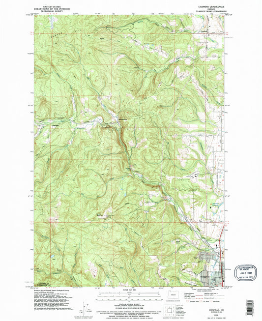 Classic USGS Chapman Oregon 7.5'x7.5' Topo Map Image