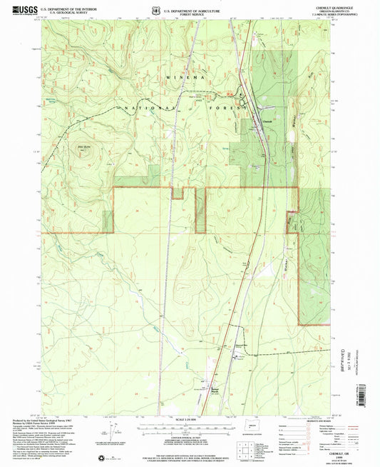 Classic USGS Chemult Oregon 7.5'x7.5' Topo Map Image