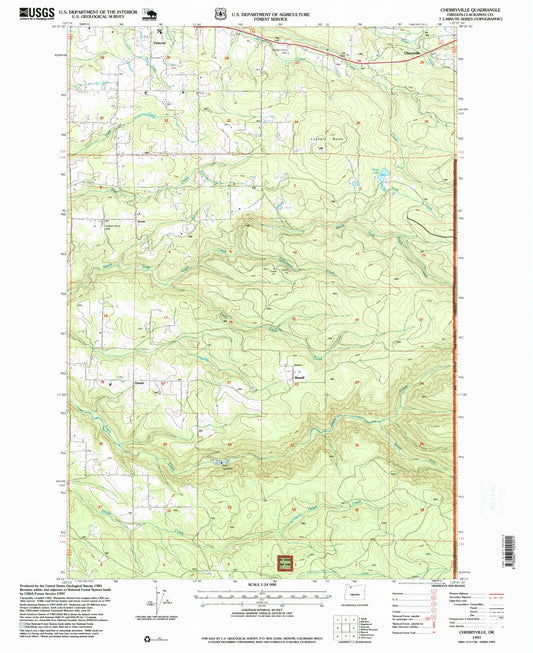Classic USGS Cherryville Oregon 7.5'x7.5' Topo Map Image
