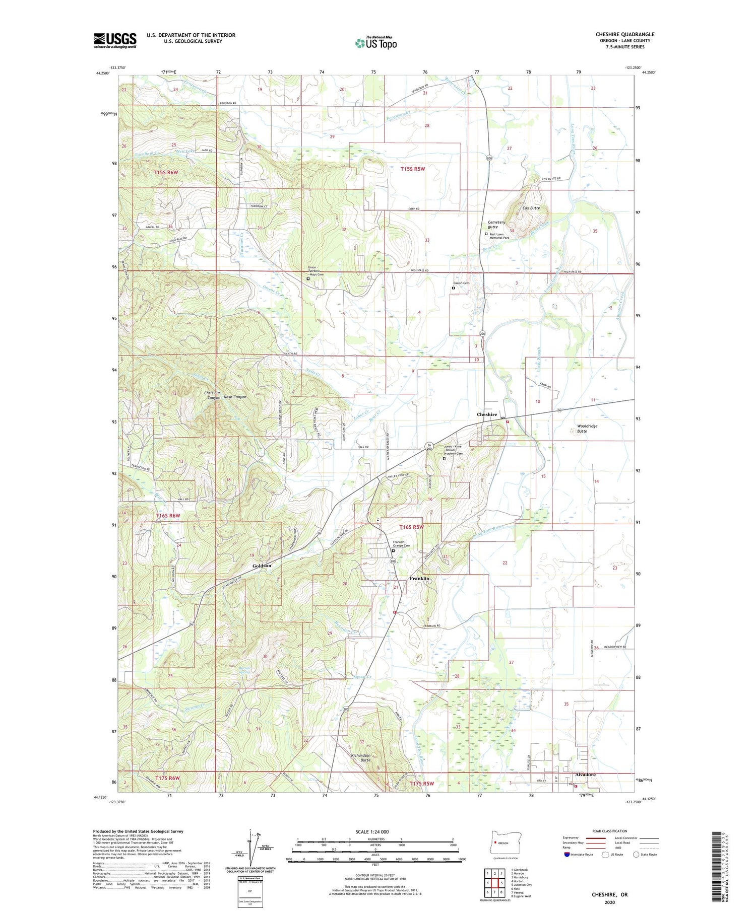 Cheshire Oregon US Topo Map Image