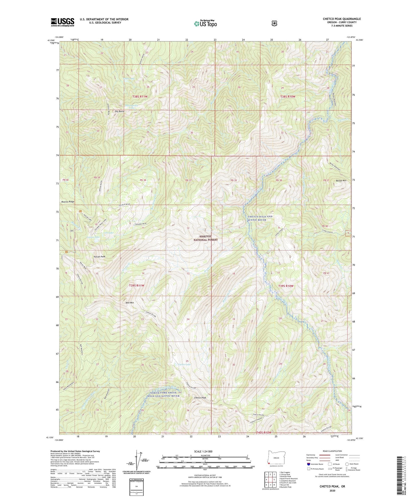 Chetco Peak Oregon US Topo Map Image