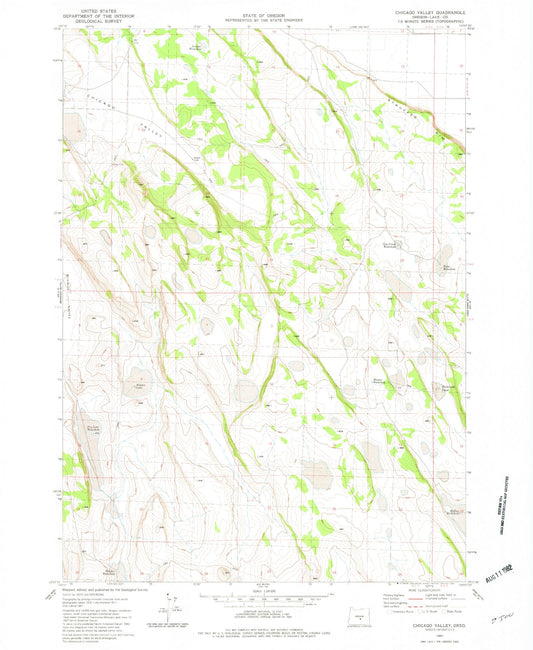 Classic USGS Chicago Valley Oregon 7.5'x7.5' Topo Map Image