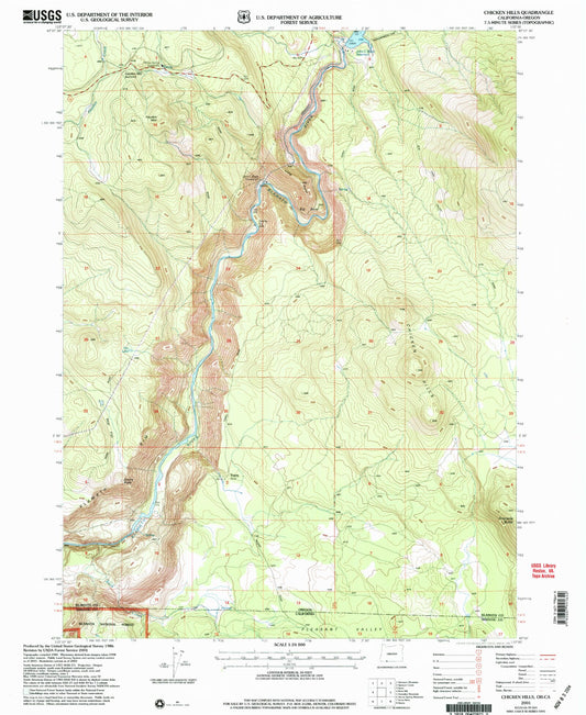 Classic USGS Chicken Hills Oregon 7.5'x7.5' Topo Map Image
