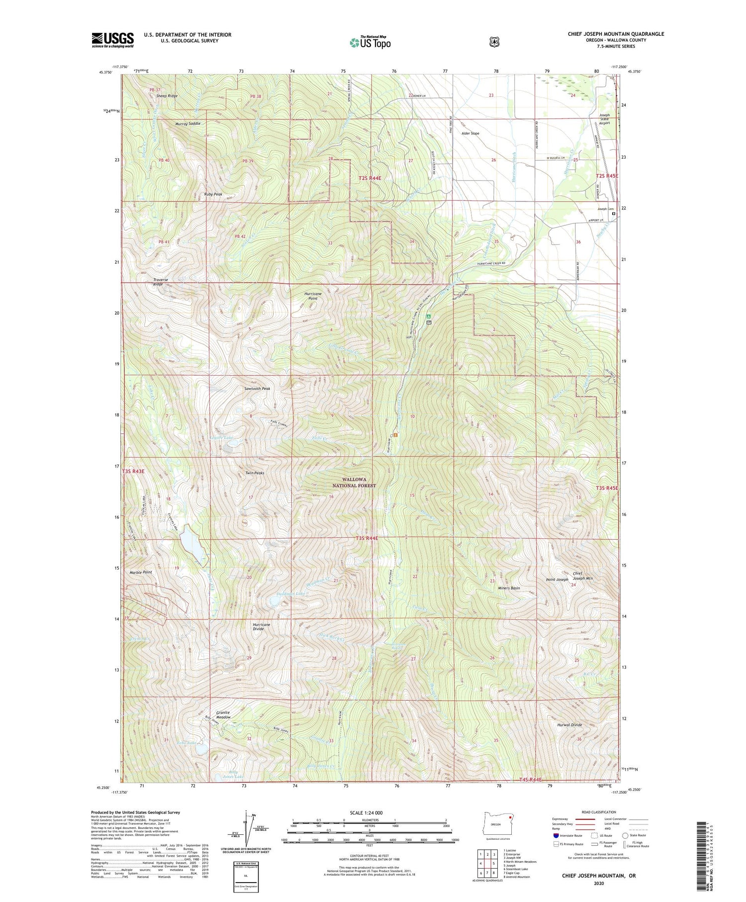 Chief Joseph Mountain Oregon US Topo Map Image
