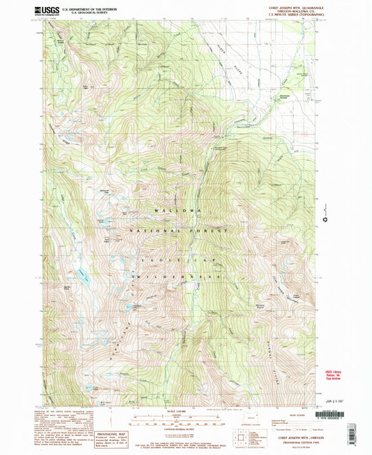 Classic USGS Chief Joseph Mountain Oregon 7.5'x7.5' Topo Map Image