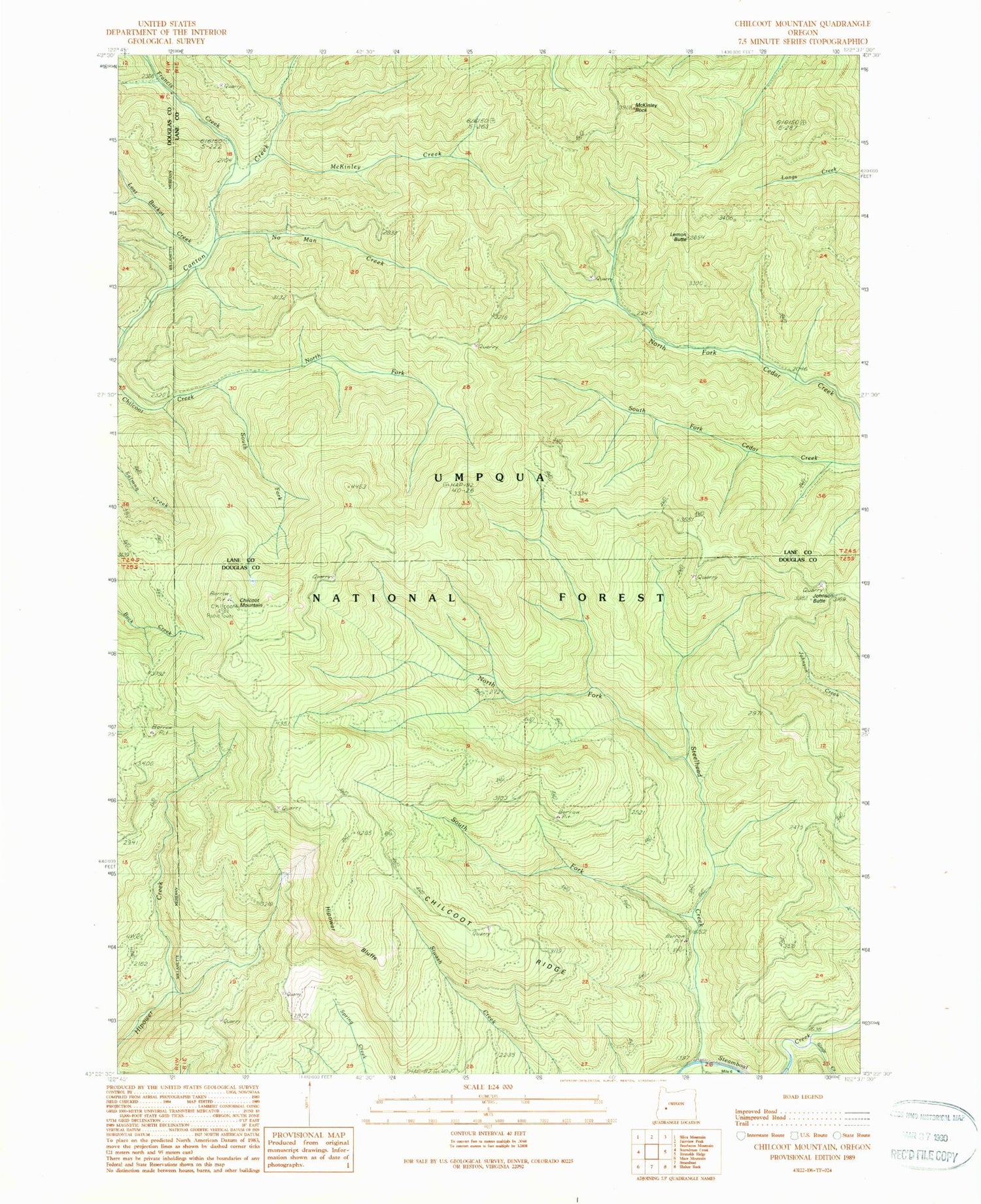 Classic USGS Chilcoot Mountain Oregon 7.5'x7.5' Topo Map Image