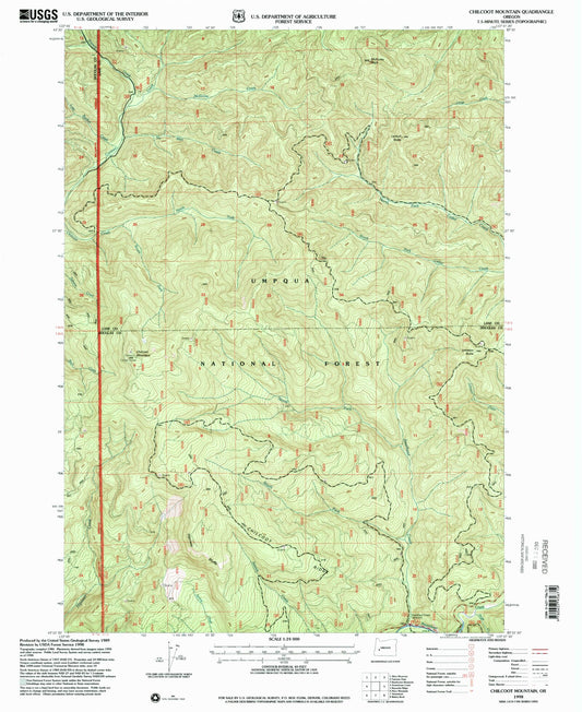 Classic USGS Chilcoot Mountain Oregon 7.5'x7.5' Topo Map Image