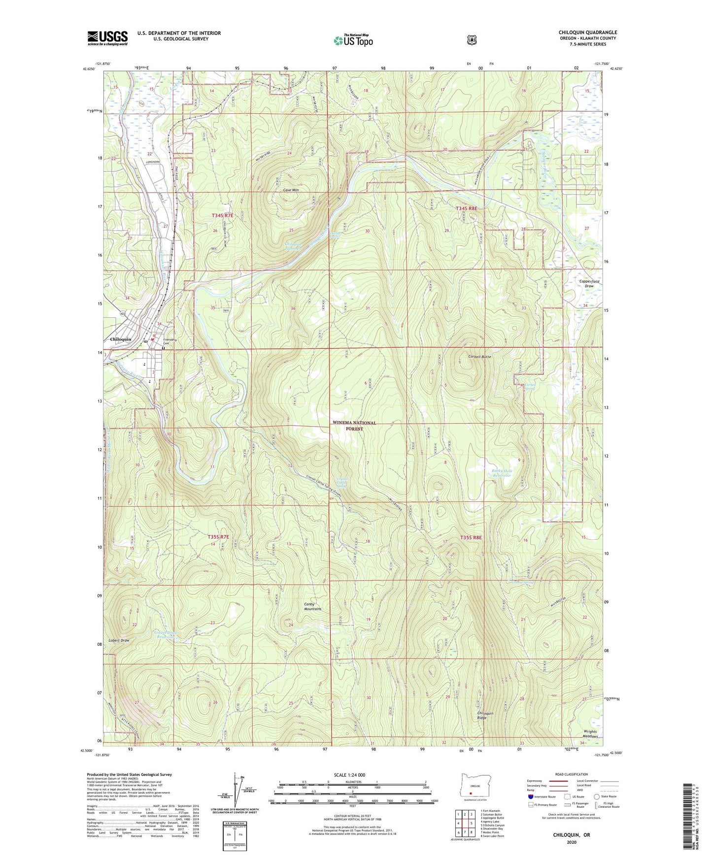 Chiloquin Oregon US Topo Map Image