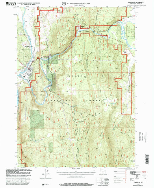 Classic USGS Chiloquin Oregon 7.5'x7.5' Topo Map Image
