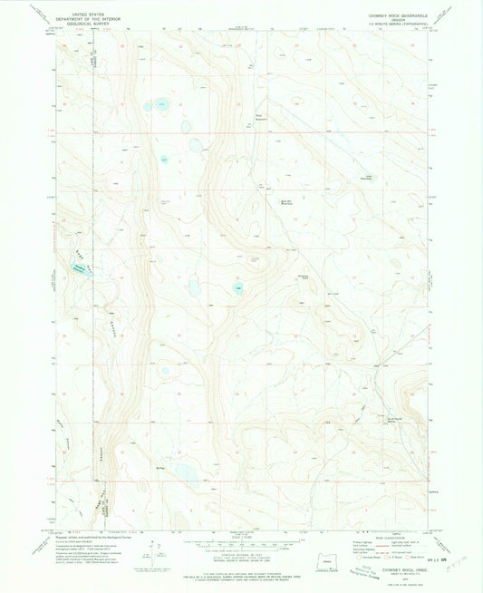 Classic USGS Chimney Rock Oregon 7.5'x7.5' Topo Map Image