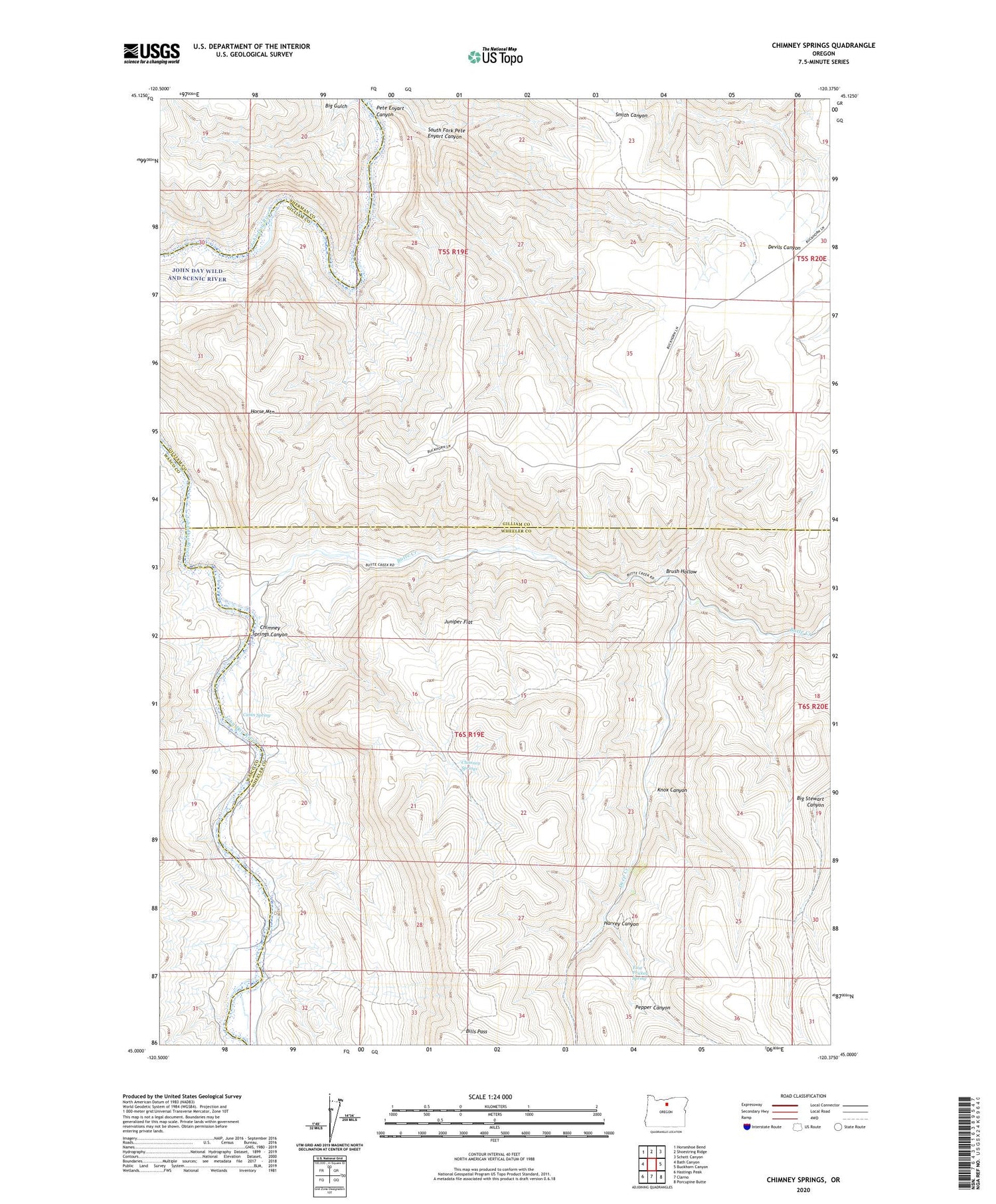 Chimney Springs Oregon US Topo Map Image