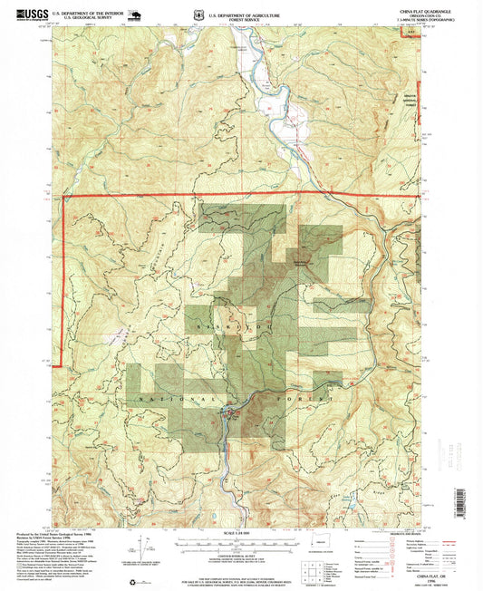 Classic USGS China Flat Oregon 7.5'x7.5' Topo Map Image