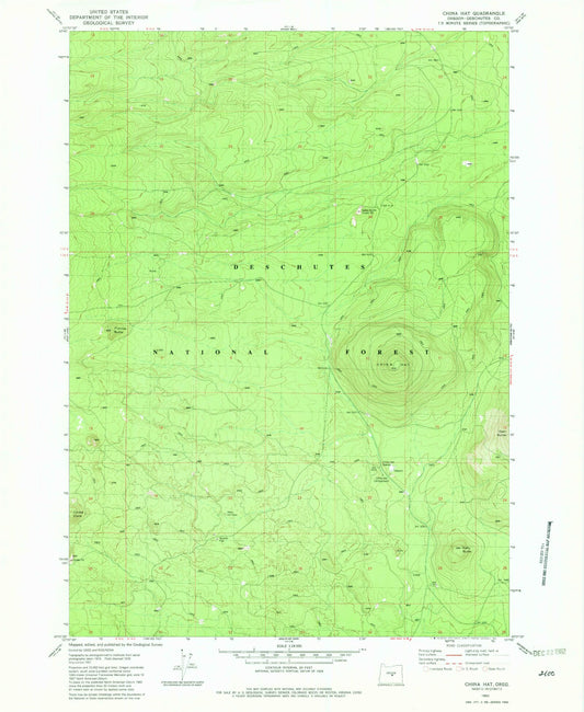 Classic USGS China Hat Oregon 7.5'x7.5' Topo Map Image