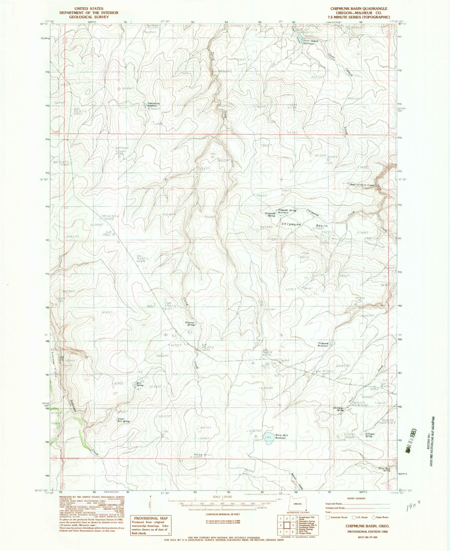 Classic USGS Chipmunk Basin Oregon 7.5'x7.5' Topo Map Image