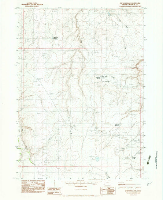 Classic USGS Chipmunk Basin Oregon 7.5'x7.5' Topo Map Image
