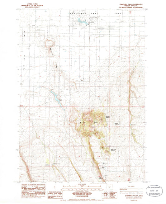Classic USGS Christmas Valley Oregon 7.5'x7.5' Topo Map Image