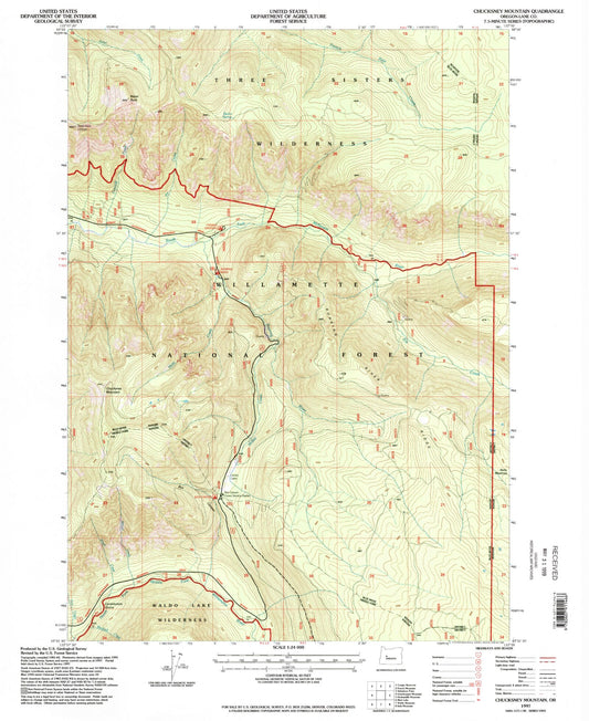 Classic USGS Chucksney Mountain Oregon 7.5'x7.5' Topo Map Image